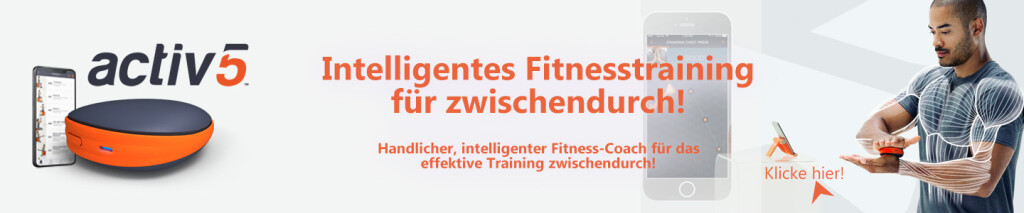 Der Banner zeigt Activ5 - Intelligentes Fitnesstraining für zwischendurch