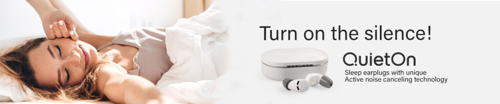 QuietOn - Sleep earplugs for a silent sleep - with innovative Active-Noise-Cancelling-Technology