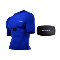 Sensoria Fitness Set T-Shirt kurzarm mit Sensoren und HR-Modul Herren M blau