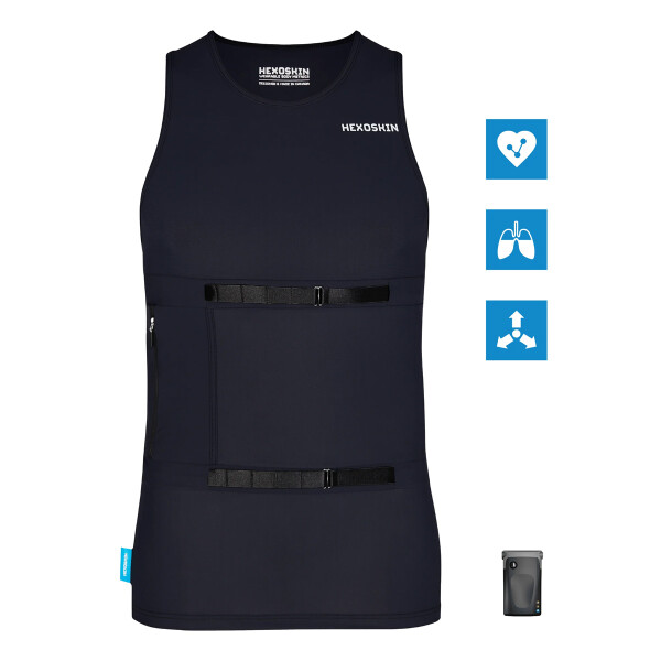 Hexoskin Pro Kit Intelligente Sportbekleidung Shirt und Messgerät Herren L