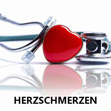 Abbildung eines roten Herzen und einem Stethoskop, zum Artikel Herzschmerzen